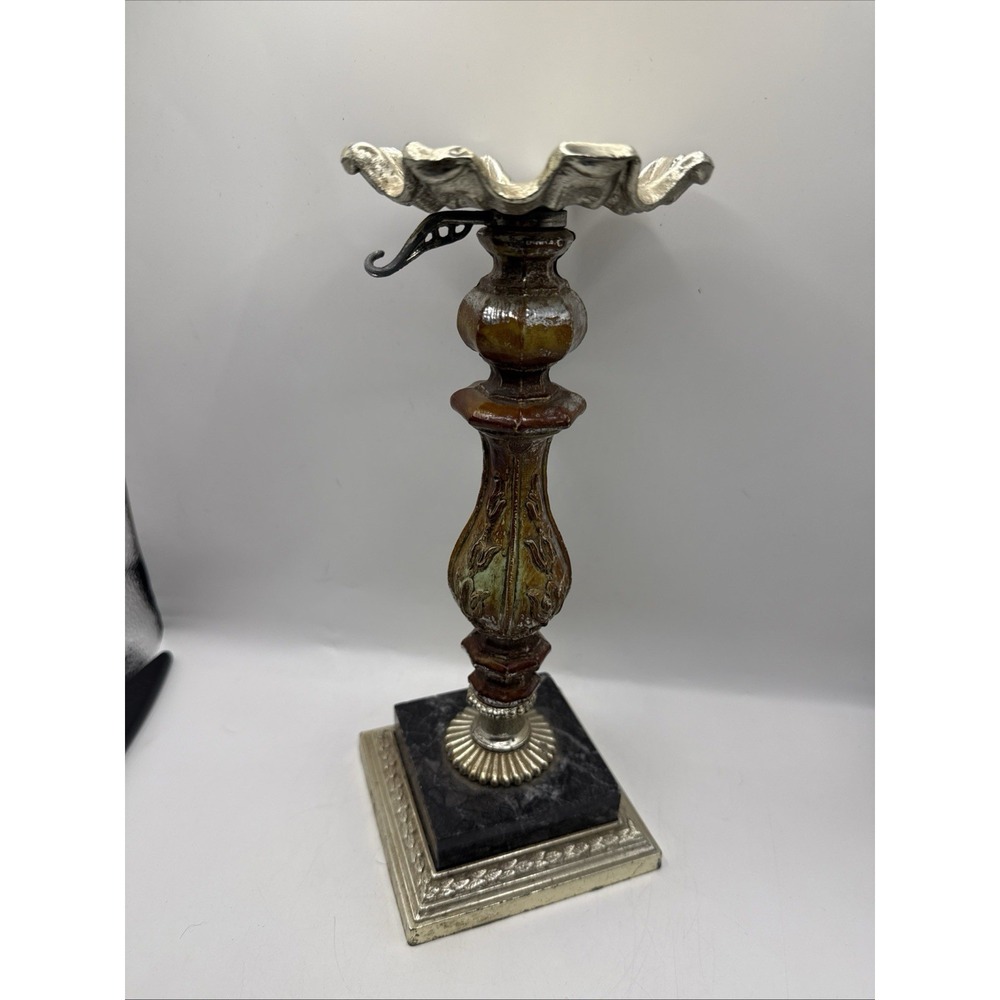 Vintage Candle Holder W/ Marble Bass And Hook For Candle Snuffer MCM